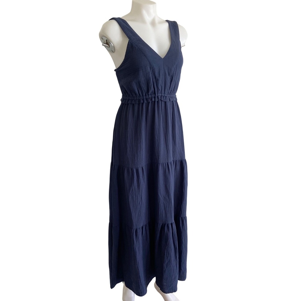 Nanette Lepore Mood Indigo Blue Cotton Gauze Tiered Maxi Dress NEW size M